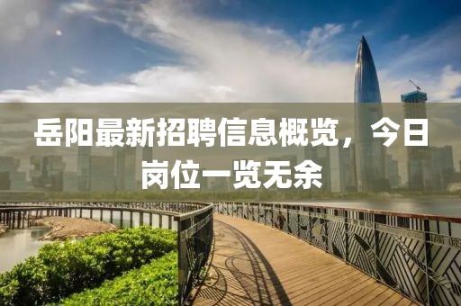 岳陽最新招聘信息概覽,今日崗位一覽無余