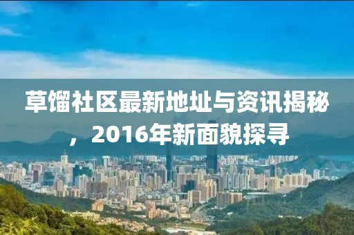 草餾社區最新地址與資訊揭秘,2016年新面貌探尋