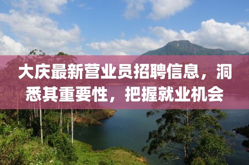 大慶最新營業員招聘信息,洞悉其重要性,把握就業機會