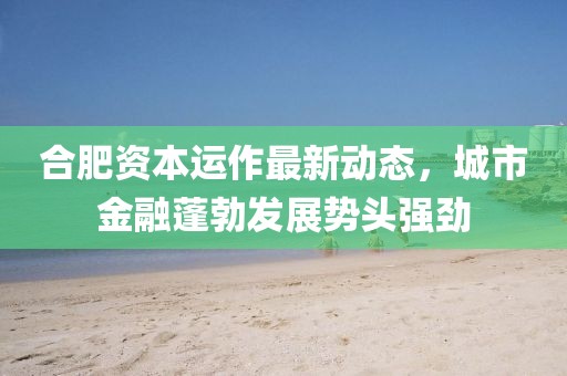 合肥資本運作最新動態，城市金融蓬勃發展勢頭強勁