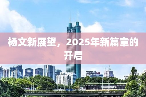楊文新展望，2025年新篇章的開啟