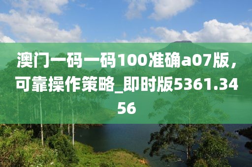 澳門一碼一碼100準確a07版，可靠操作策略_即時版5361.3456